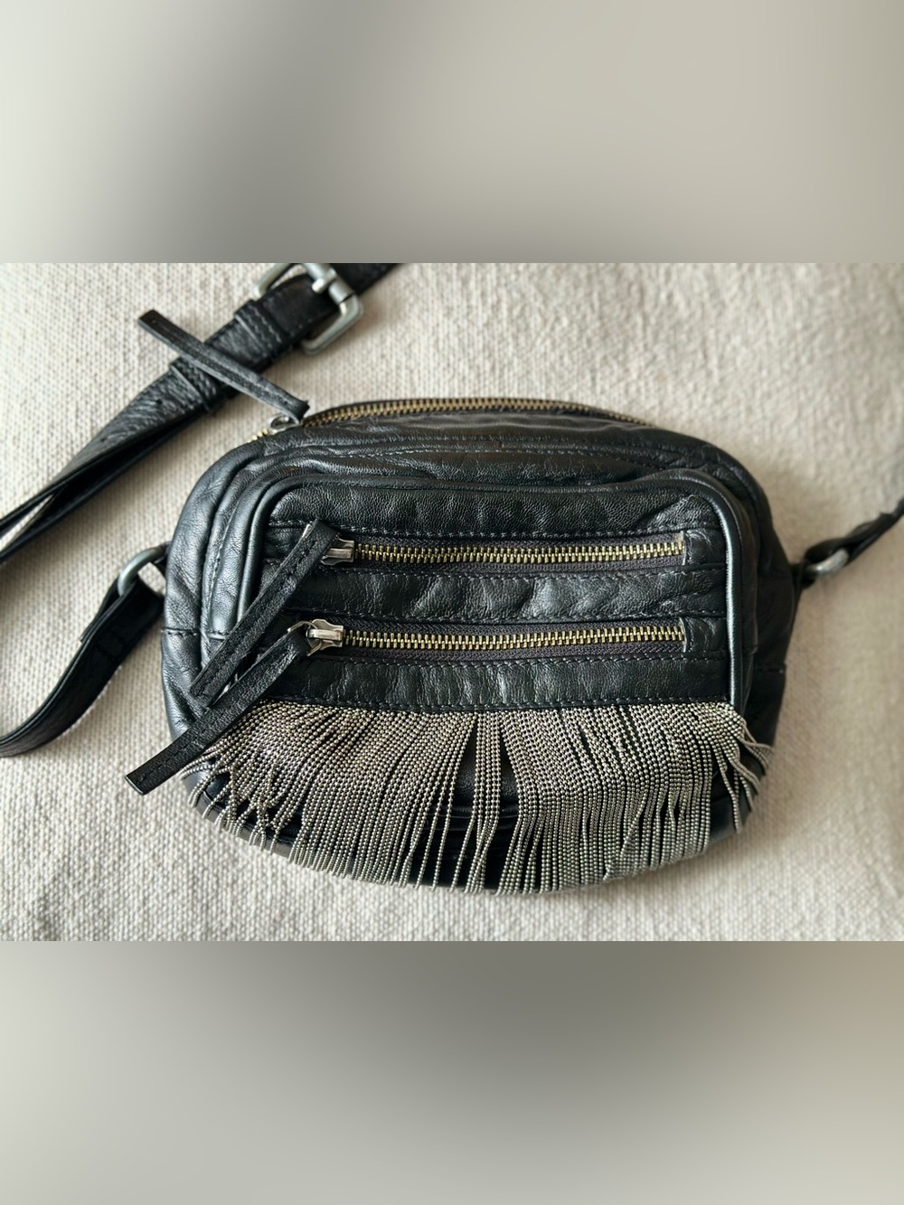 Free People Nora Silver Chain Fringe Crossbody Shoulder Bag